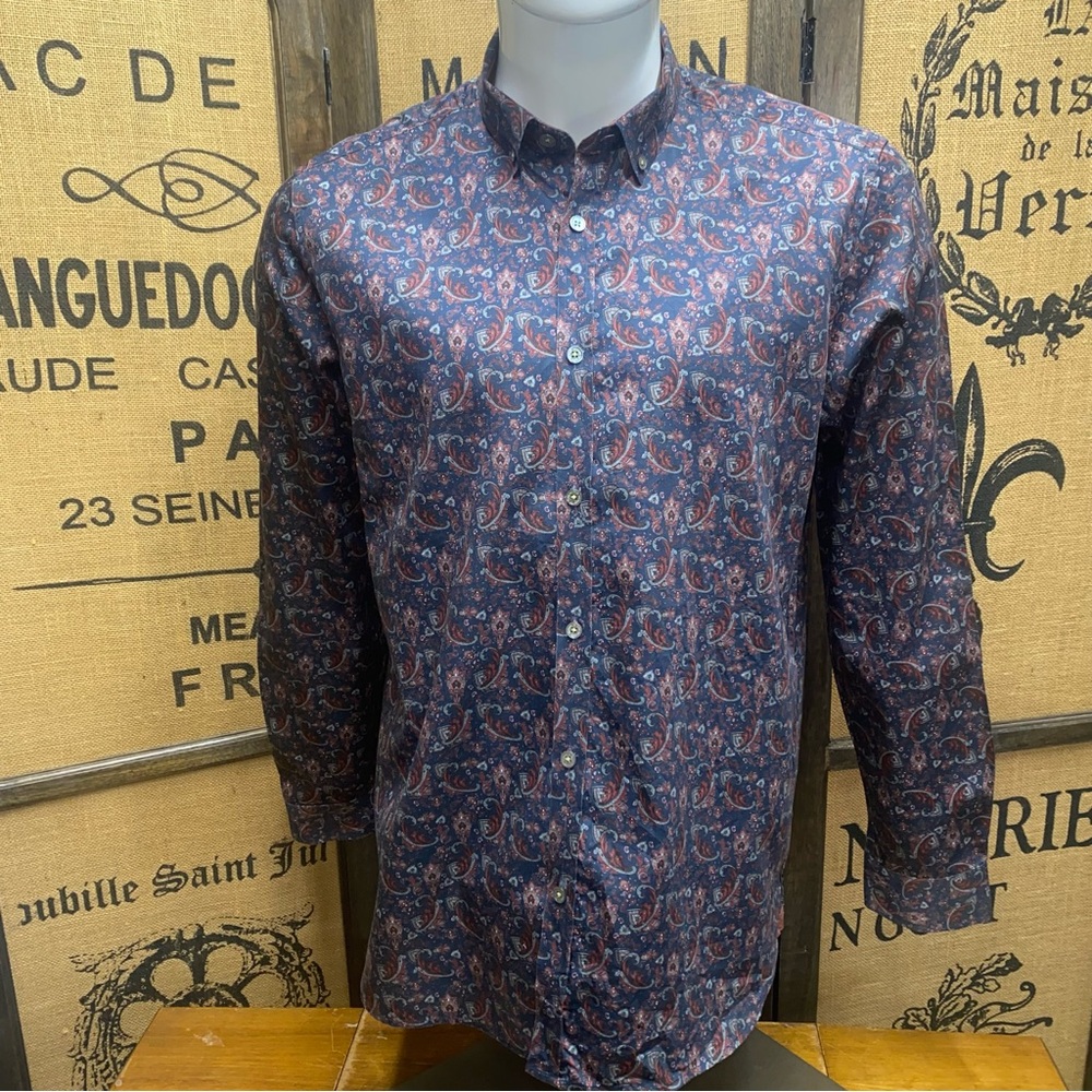 Ted Baker Paisley Button Down Shirt, 5 (XL)